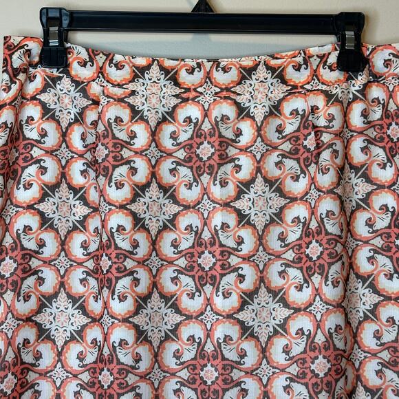 Vintage Jaclyn Smith Y2K Orange Print A-Line Midi Skirt Lined Womens Size 10 - Picture 5 of 12